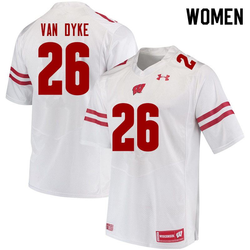 Wisconsin Badgers Women's #26 Jack Van Dyke NCAA Under Armour Authentic White College Stitched Football Jersey OV40U44SC